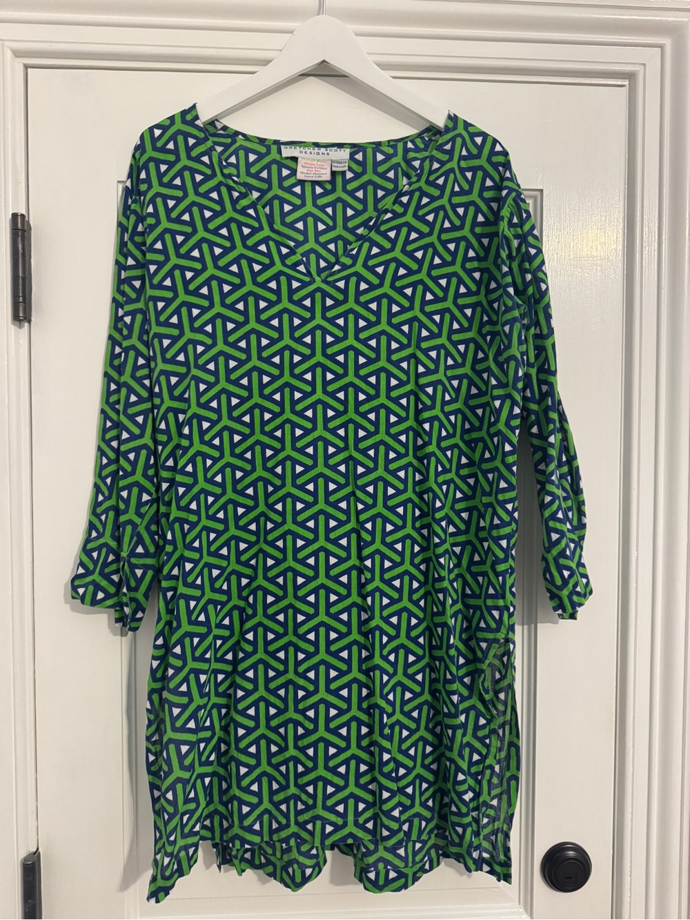 Gretchen Scott Designs Blue & Green Geometric Tunic